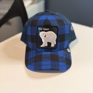 Gooring Bros Blue Plaid Bear Patch Cap